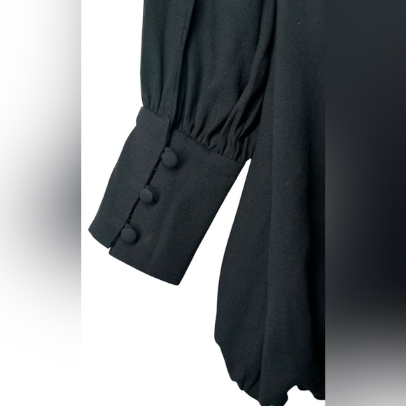 FRAME Black Shift Mini Dress XS Long Balloon Sleeve Bubble Hem LBD - Picture 6 of 8
